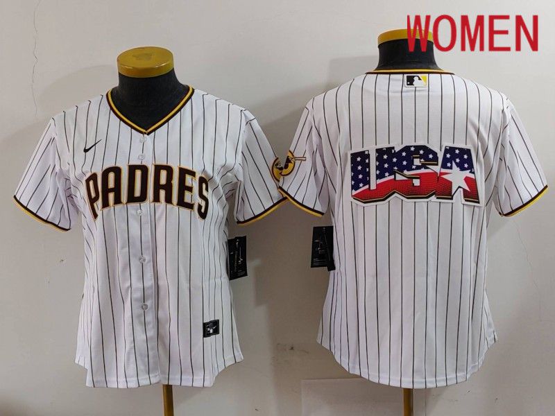 Women San Diego Padres Blank White Stripe Game 2024 Nike MLB Jersey style 2